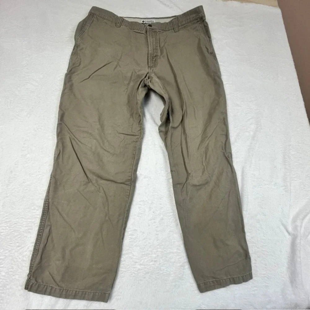 Columbia Mens 38x30 Khaki Cotton Canvas Cargo Utility Pants AM8142 Tan Outdoor